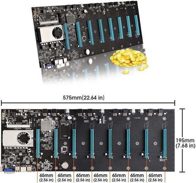 BTC-S37 Mining Motherboard CPU foFor Bitcoin Ethereumr Set 8 Video