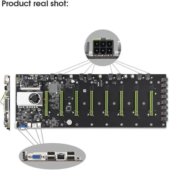 Alt view image 6 of 7 - BTC-D37 Mining Motherboard CPU Set 8 Video Card Slot Support DDR3 Memory Integrated VGA Low Power Consumption Exquisite Better than x99