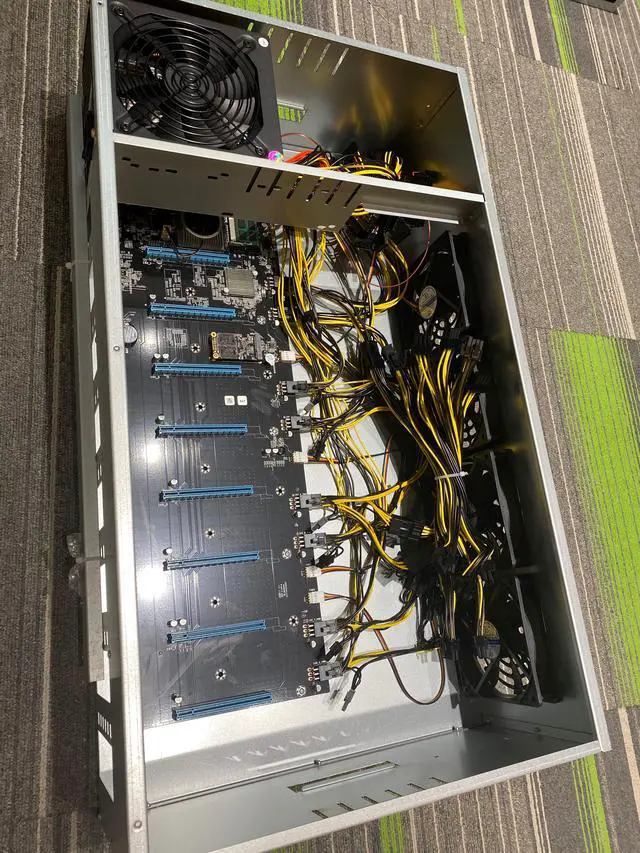 Alt view image 6 of 7 - GPU Miner Mining rig Machine System for Mining ETH Ethereum,8 GPU Miner Including 55mm Slots Distance Motherboard, CPU, SSD, RAM,PSU, Case with 4 Cooling Fans(Without GPU)