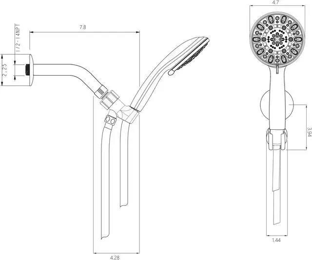 Alt view image 7 of 7 - Lordear High Pressure Handheld Shower Head, 7 Spray Settings Shower Head with Handheld in Chrome