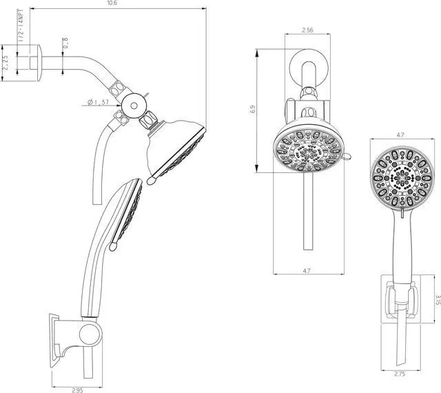 Alt view image 7 of 7 - Lordear Chrome 7-Mode Dual Shower Head With Handheld