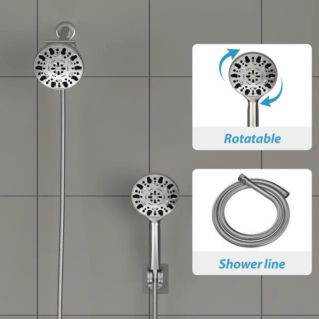 Alt view image 5 of 7 - Lordear Chrome 7-Mode Dual Shower Head With Handheld