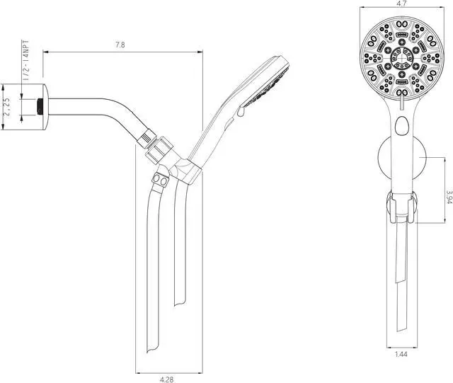 Alt view image 7 of 7 - Lordear Shower Faucet Set 8-Setting Handheld Shower Head Set With Pause Switch Matte Black