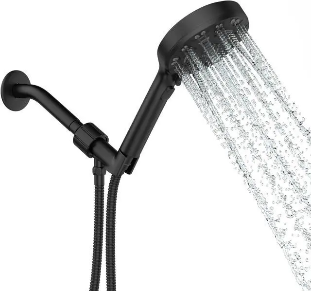 Main image of Lordear Shower Faucet Set 8-Setting Handheld Shower Head Set With Pause Switch Matte Black