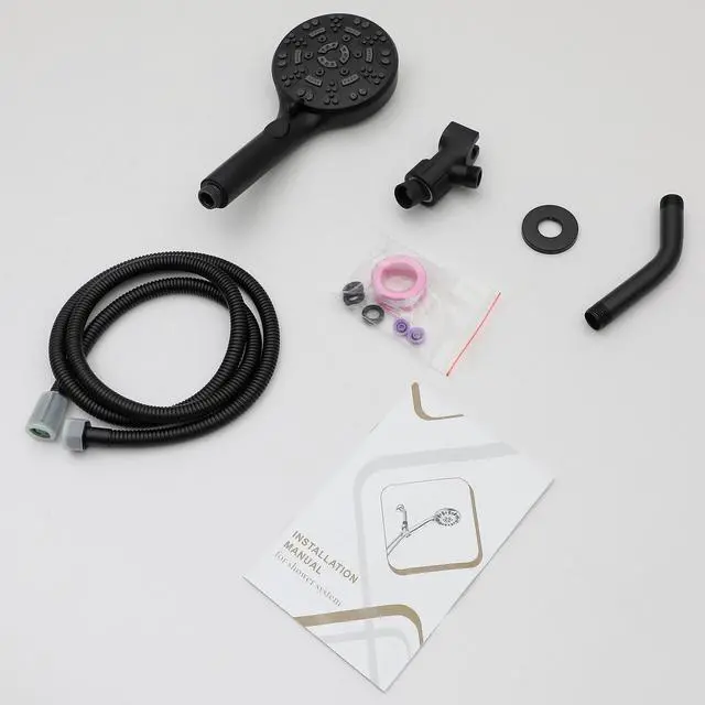 Alt view image 6 of 7 - Lordear Shower Faucet Set 8-Setting Handheld Shower Head Set With Pause Switch Matte Black