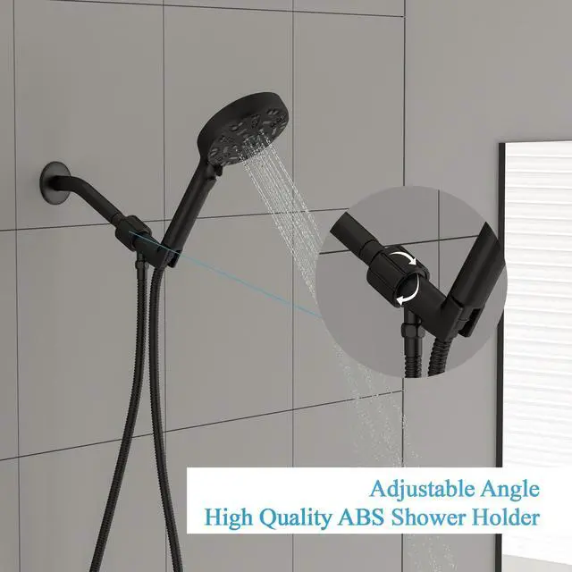 Alt view image 4 of 7 - Lordear Shower Faucet Set 8-Setting Handheld Shower Head Set With Pause Switch Matte Black
