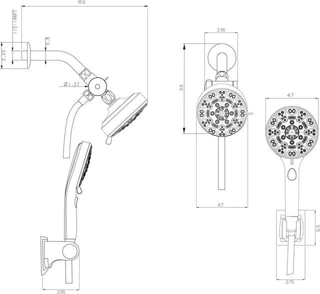 Alt view image 7 of 7 - Lordear 8-setting Shower Head with Handheld Shower System (with Pause Switch) Chrome