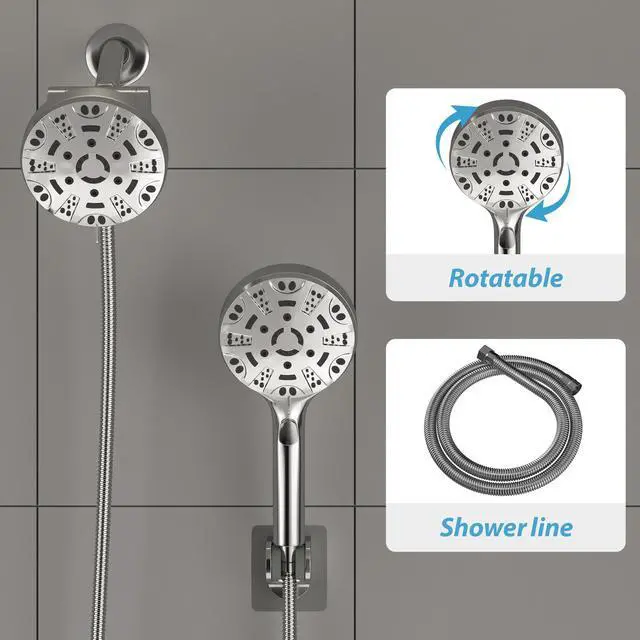 Alt view image 3 of 7 - Lordear 8-setting Shower Head with Handheld Shower System (with Pause Switch) Chrome