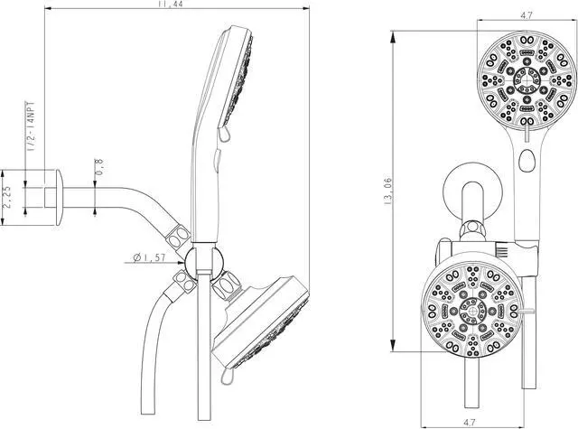 Alt view image 7 of 7 - Lordear 8-Mode Rainfall Showerhead and Handheld Shower In Chrome