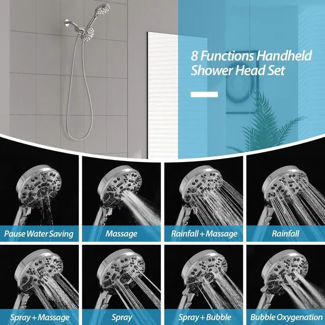 Alt view image 3 of 7 - Lordear 8-Mode Rainfall Showerhead and Handheld Shower In Chrome