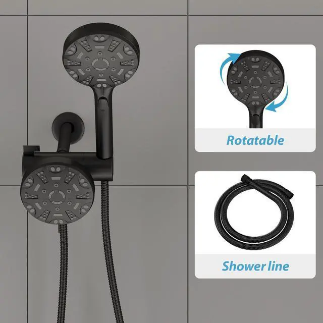 Alt view image 5 of 7 - Lordear 8-Mode Rainfall Showerhead and Handheld Shower In Matte Black