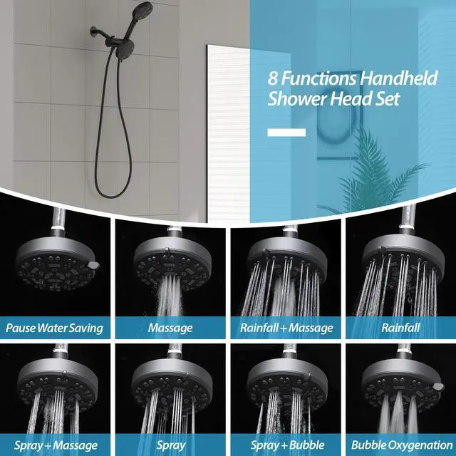 Alt view image 4 of 7 - Lordear 8-Mode Rainfall Showerhead and Handheld Shower In Matte Black
