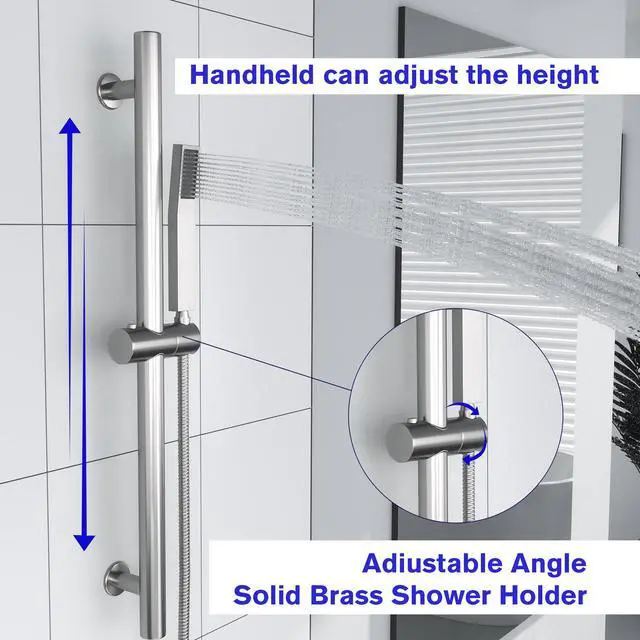 Alt view image 4 of 7 - Square 2-Spray Patterns 10-Inch Wall Mounted Dual Shower Head in Brushed Nickel