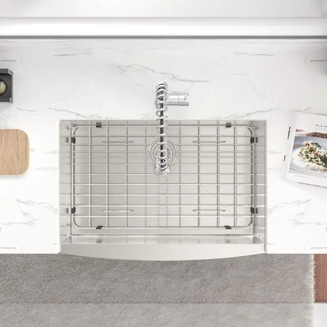 Alt view image 2 of 5 - 33"(L) x 20.75"(W) x 10"(H) 16 Guage SUS 304 Stainless Steel Kitchen Farmhouse Sink Undermount Single Bowl Apron Front Sink, Brushed Finish
