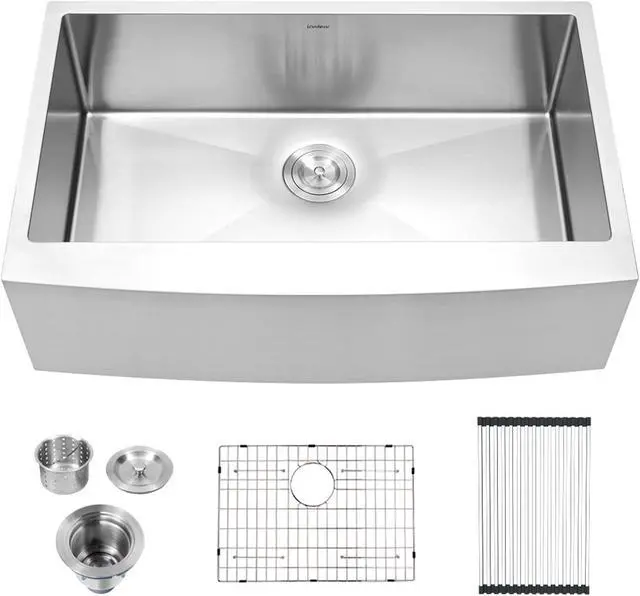 Main image of 30"(L) x 21"(W) x 10"(H) Farmhouse Kitchen Sink  SUS 304 Stainless Steel Apron Front 16 Gauge Single Bowl Farm Sinks Undermount