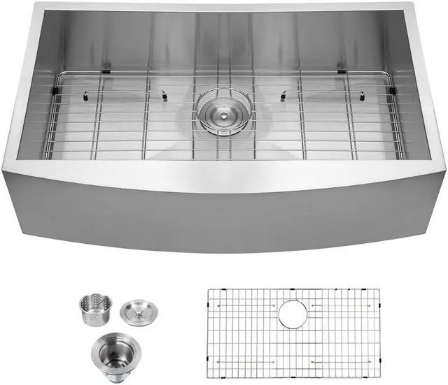 Main image of 33"(L) x 20"(W) x 9"(H) Farmhouse Kitchen Sink SUS 304 Stainless Steel Apron Front 18 Gauge Undermount Single Bowl Large Farm Sinks