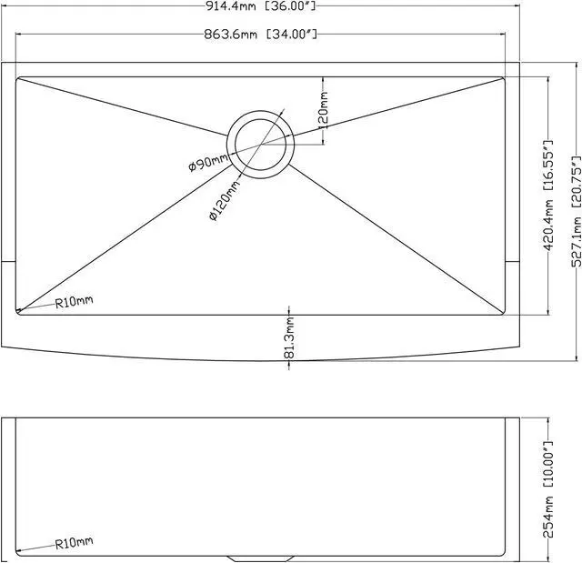 Alt view image 6 of 6 - 36"(L) x 21"(W) x 10"(H) Gunmetal Black Stainless Steel Farmhouse Kitchen Sink 16 Guage Apron Front Kitchen Sink Undermount Framhouse Sink