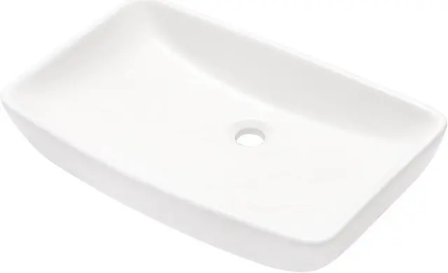 Main image of 24 Inch Curved Rectangle Bathroom Sink Modern White Above Counter Container Sink Bathroom Porcelain Ceramic Vessel Sink