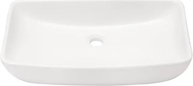 Alt view image 2 of 6 - 24 Inch Curved Rectangle Bathroom Sink Modern White Above Counter Container Sink Bathroom Porcelain Ceramic Vessel Sink