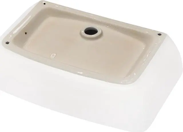 Alt view image 3 of 6 - 24 Inch Curved Rectangle Bathroom Sink Modern White Above Counter Container Sink Bathroom Porcelain Ceramic Vessel Sink