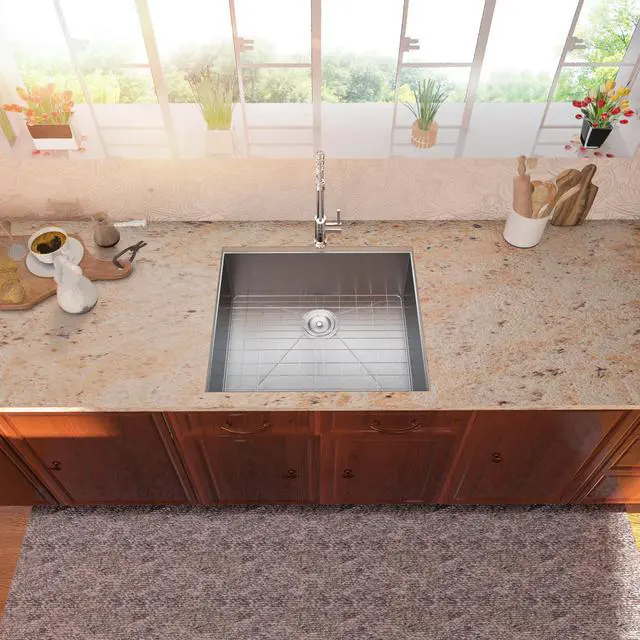 Alt view image 2 of 6 - 23'' Undermount Bar Sink 16 Guage SUS 304 Stainless Steel Single Bowl Bar & Kitchen Sink With Accessories