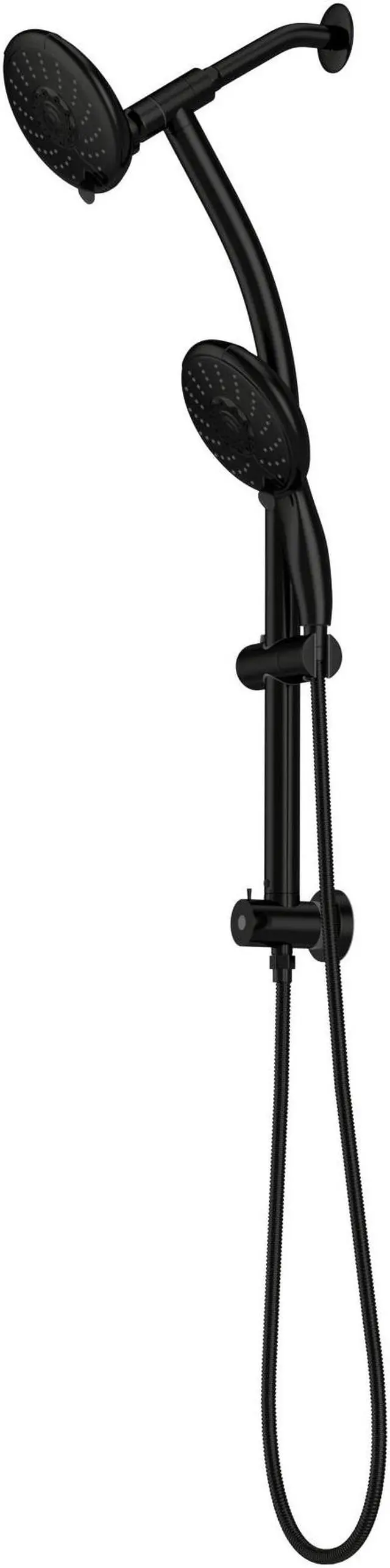 Main image of 5 Setting Rain Shower Head with Handheld Spray,Drill-Free Slide Bar and Low 3-Way Diverter Bathroom Shower System-Matte Black