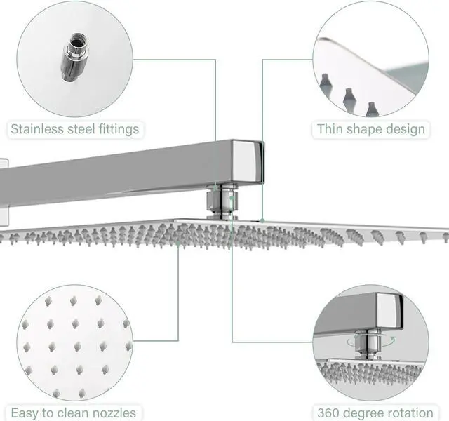 Alt view image 4 of 7 - Dual Shower Head With Handheld and SUS 304 Stainless Steel Hose Wall Mounted Shower System-Chrome