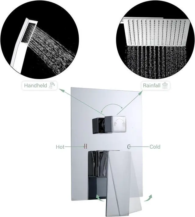 Alt view image 5 of 7 - Dual Shower Head With Handheld and SUS 304 Stainless Steel Hose Wall Mounted Shower System-Chrome