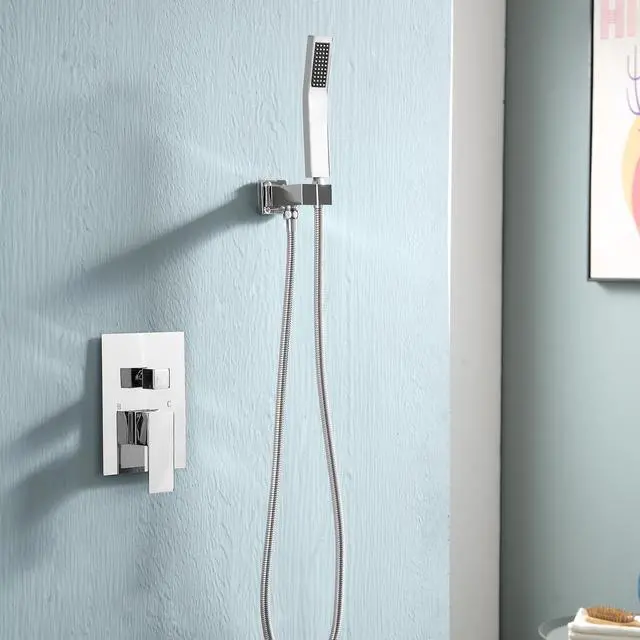 Alt view image 2 of 7 - Ceiling Shower System 10'' High Pressure Shower Head and Handheld Shower with Rough-In Valve,Chrome