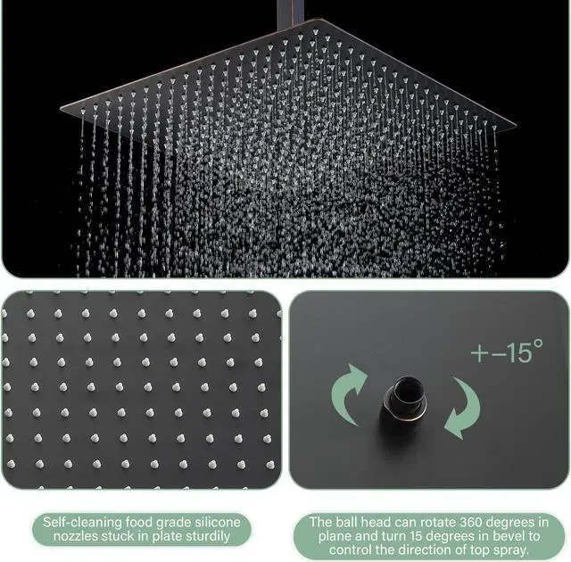 Alt view image 2 of 7 - 10'' Ceiling Rainfall Shower System Bathroom Luxury Rain Shower Hand and Handheld Shower with Brass Valve,Oil Rubbed Bronze