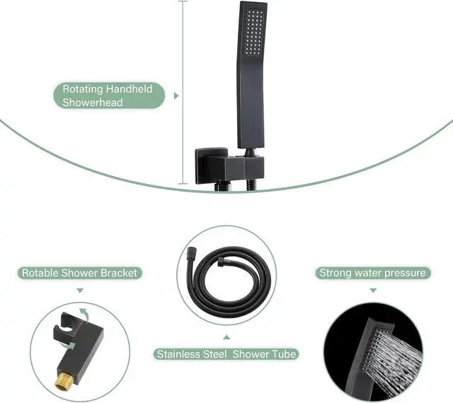 Alt view image 4 of 7 - 10'' Ceiling Rainfall Shower System Bathroom Luxury Rain Shower Hand and Handheld Shower with Brass Valve,Oil Rubbed Bronze