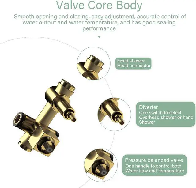 Alt view image 2 of 7 - 16''Ceiling Mounted Dual Shower Combo Bathroom Luxury Rain Shower Head and Handheld High Pressure Shower Set with Rough-in Valve,Brushed Nickel