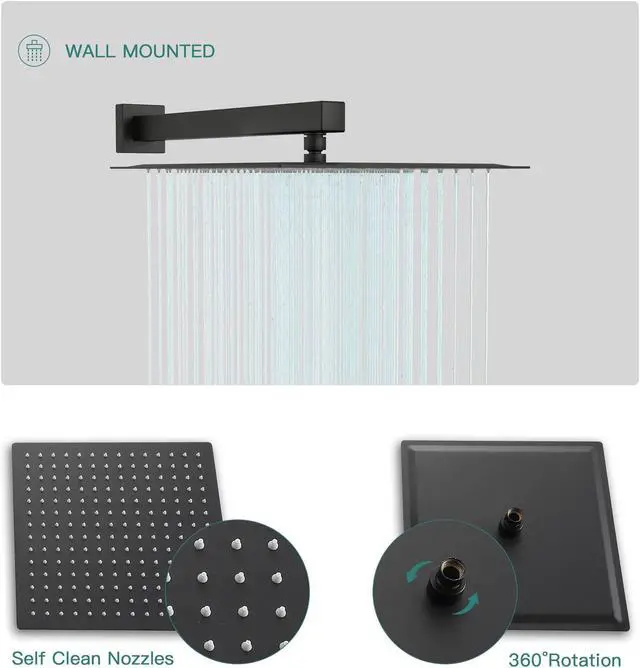 Alt view image 5 of 7 - Oil Rubbed Bronze Wall Mounted Shower System Bathroom Luxury Rain Shower Combo 10'' High Pressure Shower Head and Handheld with Rough-in Valve and Slide Bar