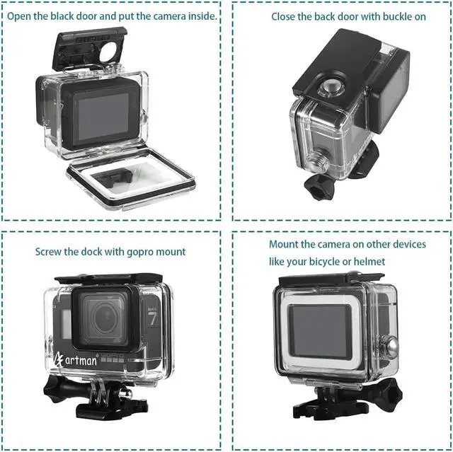 Alt view image 3 of 6 - Artman Housing Case Filter Compatible with GoPro Hero 7 Black,Hero 6 Black,Hero 5 Black and Hero 2018 Waterproof Diving Protective Housing Shell+3 Pack Filter+24 Anti-Fog Insert+Bracket Accessories
