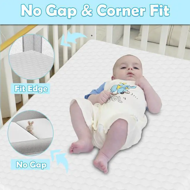 Alt view image 4 of 7 - Cooling Pack and Play Mattress , 38"x26"x3"Playpen Mattresses, Dual Sided Gel Memory Foam Pack n Play Mattress Topper ,Mini Crib Mattress and Toddler Mattress with Breathable Washable Cover