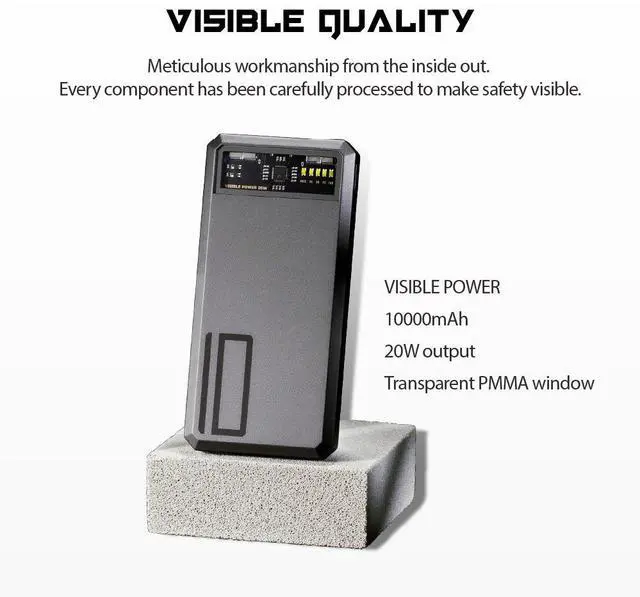 Alt view image 2 of 7 - Megacom Power Bank 10000mAh/37Wh Fast Charging with Type-C in/output 20W & USB-A output x 2 , LED Indicate Capacity (Model:ME-1033)