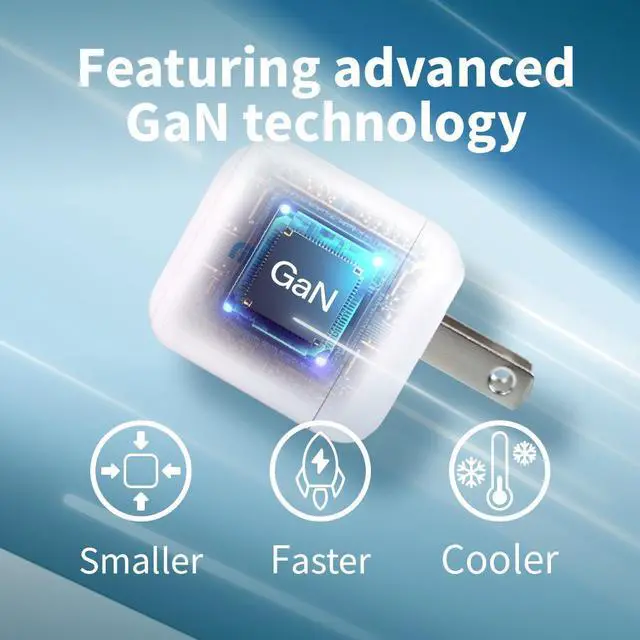 Alt view image 4 of 7 - Megacom Gan Charger 30W USB-CX1 Power Adapter, Foldable PD3.0/PPS/QC3.0 Fast Wall Charger Compatible with Smartphones, Tablets, and All USB Type-C Devices (White)