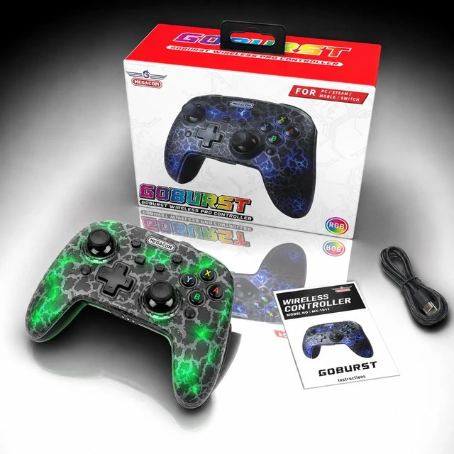 Main image of MEGACOM Wireless Controller Remappable Controller for Nintendo Switch/PC/Mobile/Android/iOS/Steam - Black