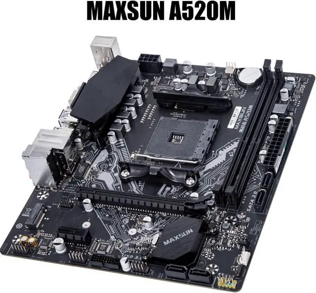 Alt view image 2 of 7 - MAXSUN A520 M-ATX Motherboard AMD AM4 Zen 3, DDR4, PCIe3.0 x16, SATA 6Gb/s, M.2, USB 3.1, HDMI/VGA for All Ryzen 1000-4000 Series CPU and Ryzen 5000 Series Without Internal GPU
