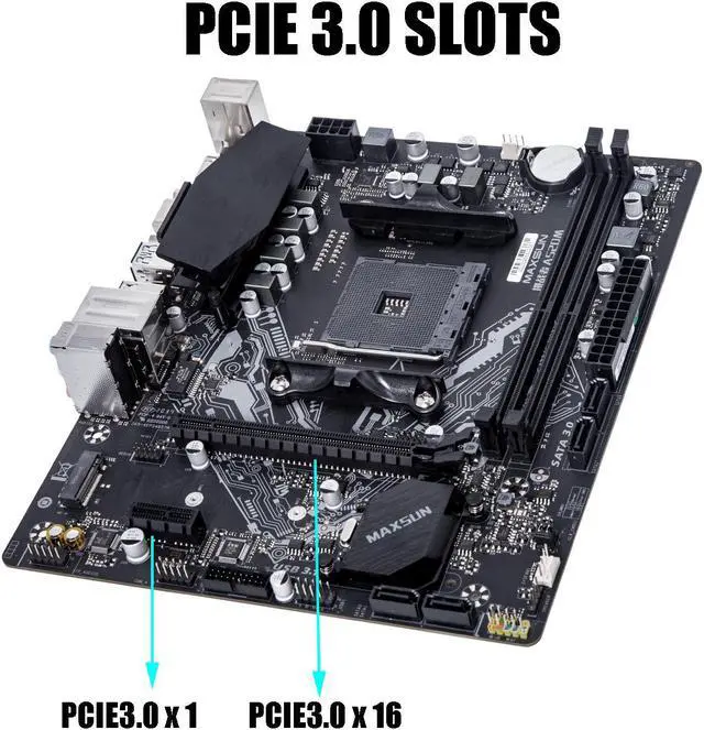 Alt view image 4 of 7 - MAXSUN A520 M-ATX Motherboard AMD AM4 Zen 3, DDR4, PCIe3.0 x16, SATA 6Gb/s, M.2, USB 3.1, HDMI/VGA for All Ryzen 1000-4000 Series CPU and Ryzen 5000 Series Without Internal GPU