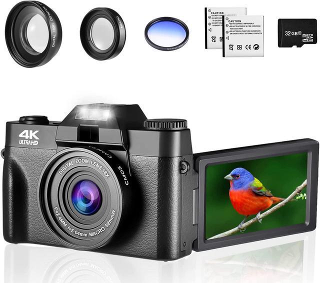 Vlogging Camera for , 4K 48MP Digital Cameras for Photography 16X  Digital Zoom Manual Focus Students Compact Camera with 52mm Wide-Angle 