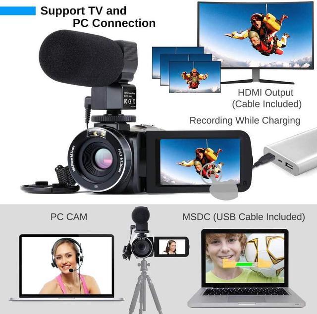Alt view image 2 of 5 - 4K Camcorder Vlogging Camera for YouTube Ultra HD 4K 48MP Video Camera with Microphone & Remote Control WiFi Digital Camera 3.0" IPS Touch Screen