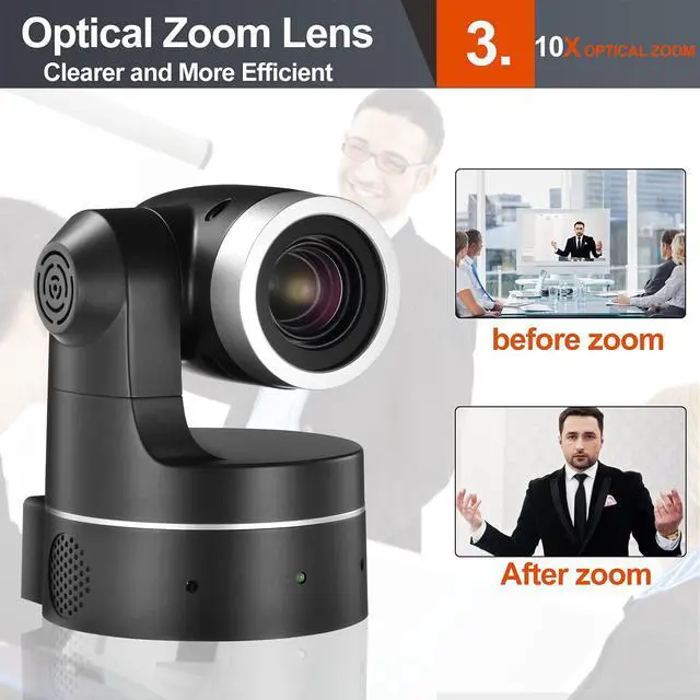Alt view image 5 of 7 - Conference Room Camera System Hd 1080p 10x Optical Zoom USB Ptz Camera Compatible with Multiple Video Conferencing Software for Business Education Church