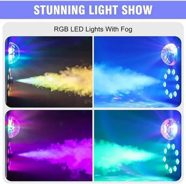 Alt view image 6 of 6 - Fog Machine, 700W Smoke Machine with 3500 CFM Fog, 9 LED Colorful Lights and Disco Ball Light with Auto & Strobe Effect, Halloween Fog Machine with Remote Control for Stage Party DJ Concert Wedding