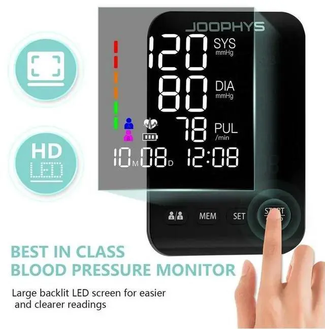 Alt view image 4 of 7 - Upper Arm Blood Pressure Monitor, Automatic LCD Display, 4 AAA Batteries Included
