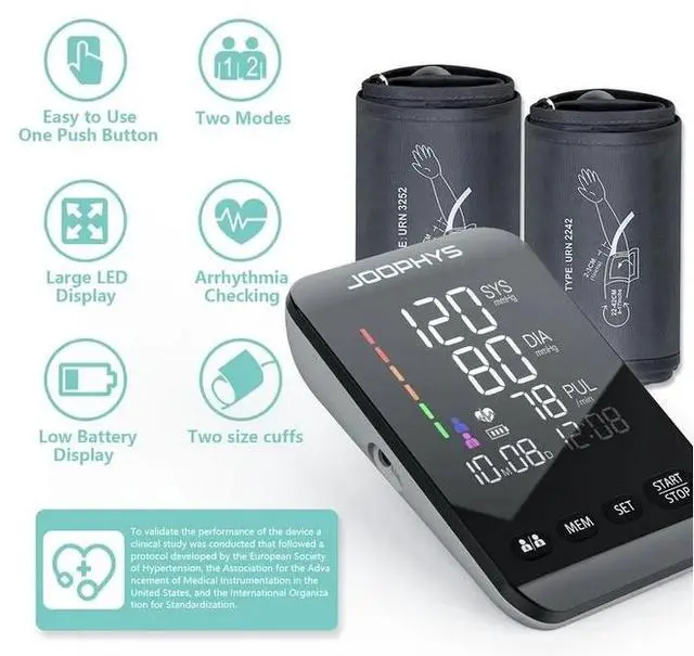 Alt view image 3 of 7 - Upper Arm Blood Pressure Monitor, Automatic LCD Display, 4 AAA Batteries Included