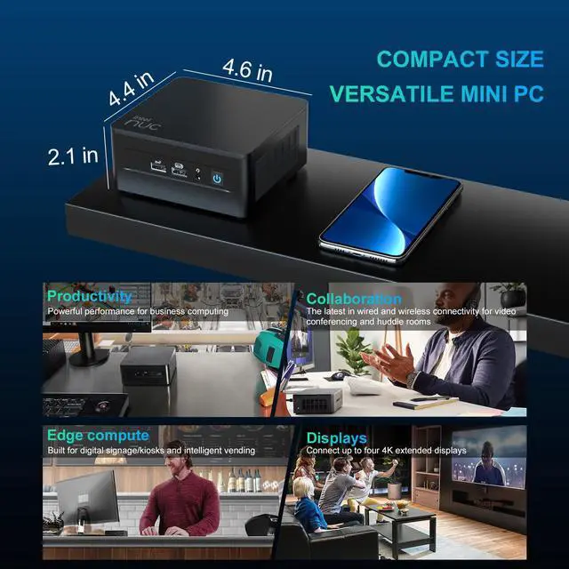 Alt view image 5 of 6 - Intel NUC 13 NUC13ANHi7 Arena Canyon Mini PC, Core i7-1360P, 16GB RAM, 512GB SSD, Mini Computers Windows 11 Pro for Business Home Office, Support 8K/4K Quad Display/Wifi 6E/Bluetooth 5.3/Thunderbolt 4