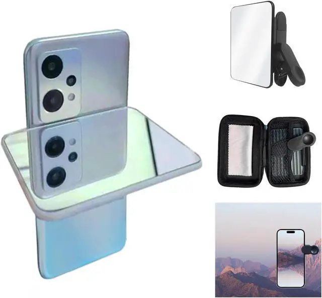 Main image of Smartphone Camera Mirror Reflection Clip Kit, 2023 New Adjustable Phone Camera Mirror Reflection Clip Kit, Mirror Reflection Clip Kit, Mirror Reflection for Phone Camera (Balck)