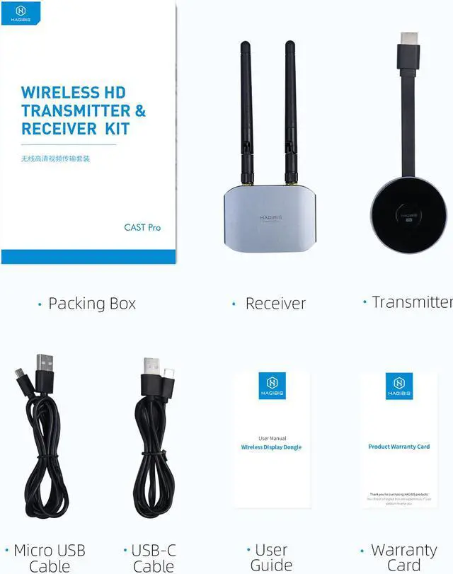 Alt view image 7 of 7 - Hagibis Wireless HDMI Transmitter & Receiver Extender Kit, Full HD 1080P@60Hz 5GHz 164ft Wireless Display Dongle, Plug and Play for Streaming, Laptops, PC, Media, PS4/5 (Kits)