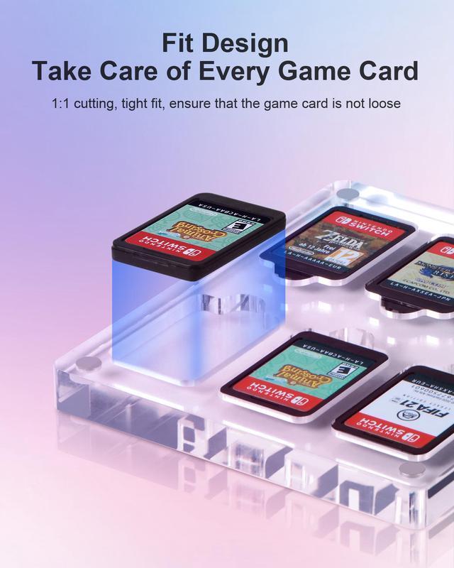 Alt view image 3 of 7 - Hagibis Game Card Case for Nintendo Switch, 6 Cartridge Slots Holder Protective Shockproof Display Cabinet, Transparent Acrylic Game Storage Box for Switch NS NX